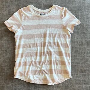 Old Navy Pink & White Striped Short Sleeve Tee